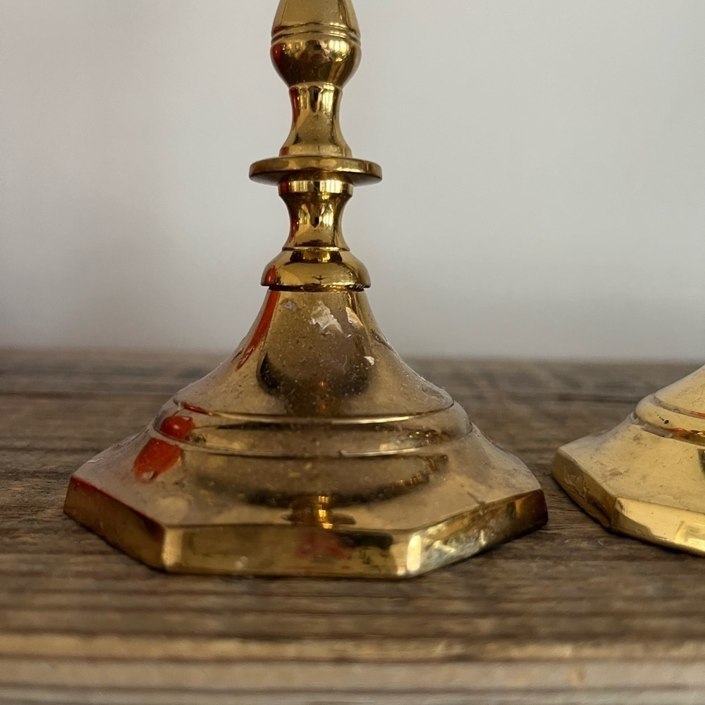 Brass candlesticks set of 3 - Picture 3 of 5